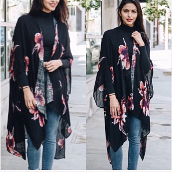 Stunning Bohemian Floral Kimono Wrap Cover Up O/S - Picture 6 of 7